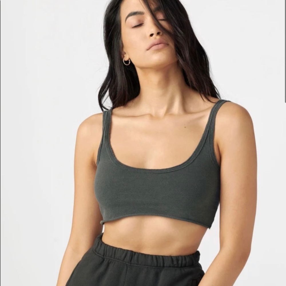 SPORTY CROP washed black cotton. M/L. NWT